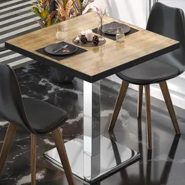 GGM Möbel Bistrotisch 60 x 60 x 75 cm Eiche/Edelstahl Braun/Schwarz