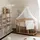 Waldin Oval Babybett OWAL aus Holz 7in1 mit Matratze, mitwachsend,Stoffe Weiß Löwenzahn,Holz natur - Naturbelassen