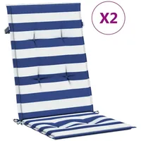 VidaXL Hochlehner-Auflagen 2 Stk. Blau Weiß Gestreift Stoff