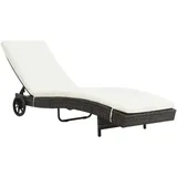 Sonnenliege mit Rollen und Auflage Poly Rattan Braun