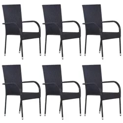 vidaXL 7-tlg. Garten-Essgruppe Poly Rattan 7 : Farbe - Schwarz