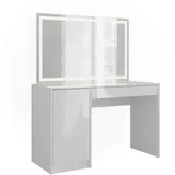 Vicco Schminktisch, Sherry, Weiß/weiß Hochglanz, 119.8 cm, mit LED-Spiegel Vicco