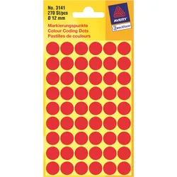 Avery Zweckform 3141 - Permanenter Klebstoff - Rot - 12 mm rund 270 Etikett(en)