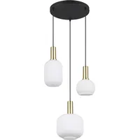 Trio Leuchten Pendelleuchte Diva 319830308, Metall Messing/Schwarz matt, Glas