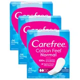 Carefree Slipeinlagen Cotton Feel Normal mit Frischeduft (48 Stück), 100% atmungsaktiv, verleihen ein Gefühl von Komfort, Trockenheit und Frische, Größe Normal (Packung mit 3)