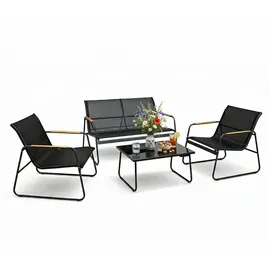 VCM Gartenmöbel Set 4-tlg. Schwarz