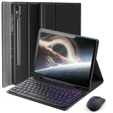 für Samsung Galaxy Tab S9 FE/S10 FE/Tab S9/Tab S8/Tab S7 Generation Hülle 10,9-11 Zoll mit Deutsche Zeichen Tastatur, aufgeladener Bluetooth DeutscheTastatur, kabelloser Maus, Magnetisch Keyboard case