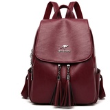 NICOLE & DORIS Rucksack Damen Elegant Rucksack Anti Diebstahl Rucksackhandtaschen PU Leder Rucksäcke Wasserdichter Schulrucksack Daypack für Reisen Freizeit Arbeit Burgundisch