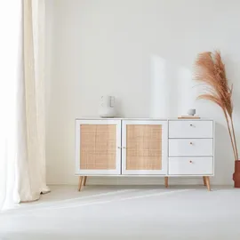 sweeek Skandinavisches Sideboard 150 cm Beige / Weiß