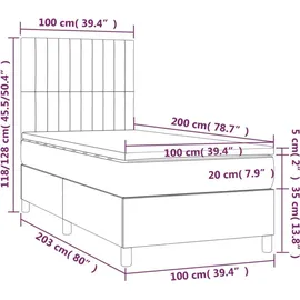 vidaXL Boxspringbett 100 x 200 cm Hellgrau