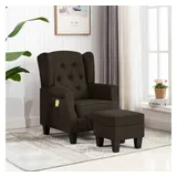 vidaXL Massagesessel mit Hocker Dunkelbraun Stoff