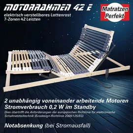 Matratzen Perfekt elektrischer Lattenrost 120x200 cm – 42 Leisten, 7 Zonen, Notabsenkung, Geräuschloser Betrieb