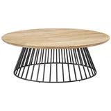Solpuri Beistelltisch Grid - 70 cm rund / 65 cm hoch 301 - weiß 400 - Teak