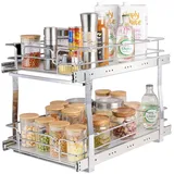 Vevor Ausziehbares Gewürzregal Doppelkorb, Spülschrankregal Küchenschrank Schiebeschublade Waschbecken Gewürzregal Schrank Organizer Unterschrankregal 393x558x457 mm (Installationsgröße)