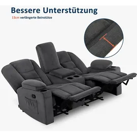MCombo M MCombo Elektrisch 2 Sitzer Sofa mit Schlaffunktion, 2er Relaxsofa mit Taste 150° Verstellbar, Kinosessel mit Liegefunktion, Konsole & usb &