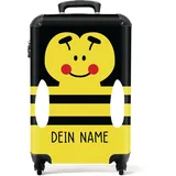 NoBoringSuitcases.com® Kinderkoffer - Koffer Kinder - Hartschalenkoffer Biene - Koffer Schwarz Gelb - Reisekoffer - Trolley Kinder - 55x40x20 - Handgepäck - Rollkoffer - Fotokoffer - Personalisiert