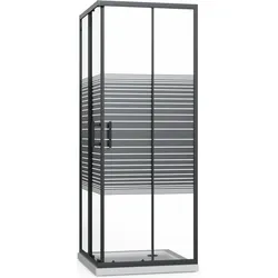 ZIK Duschabtrennung 80x80 2 Seiten Ecke Schiebe-Rechteckig Transparent Geschirmtes Glas - Schwarz