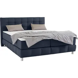 Home Affaire Boxspringbett HOME AFFAIRE "Salo", blau, B:174cm L:211cm, Struktur (100% Polyester);Bezug der Spiegelfläche Matratzendrell aus 100% Polyester;Samtoptik (100% Polyester), Komplettbetten, Boxspringbett, incl.