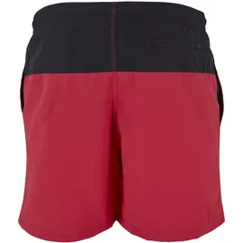 URBAN CLASSICS Block Swim Shorts Schwarz/Rot L