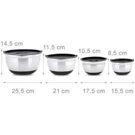 Relaxdays Schüssel-Set BOWLY silber 4-tlg., 4 St.
