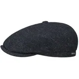 Stetson Brooklin Black Herringbone Flatcap - Mütze aus 100% Wolle - Elegante Schirmmütze - Herren - Ideal für Herbst/Winter schwarz-blau 61 cm - 61
