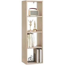 Woltu Bücherregal mit 4 Ebenen, Würfelregal Standregal, offenes Regal, Aufbewahrungsregal für Wohnzimmer Arbeitszimmer Kinderzimmer Büro, modern, 30x106,5x23,5 cm, helle Eiche, SK051hei