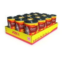 JosiCat Beef in Jelly (12 x 400 g) | Getreidefreies Katzenfutter mit Rind in Gelee mit Vitamin D3 & E | Premium Nassfutter für ausgewachsene Katzen | Alleinfutter | Powered by JOSERA | 12er Pack