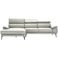 Novel Ecksofa, Weiß, Leder, Echtleder, Rindleder, 4-Sitzer, Ottomane links, L-Form, 295x187 cm, Typenauswahl, Lederauswahl, Stoffauswahl, seitenverkehrt erhältlich, Hocker Rücken echt, Wohnzimmer, Sofas & Couches, Wohnlandschaften, Ecksofas