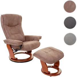 Robas Lund Relaxsessel Hamilton Textil 86 x 105 x 82 cm Antikbraun mit Hocker