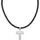 Tom Tailor Kette mit Anhänger Edelstahl Leder Kreuz schwarz
