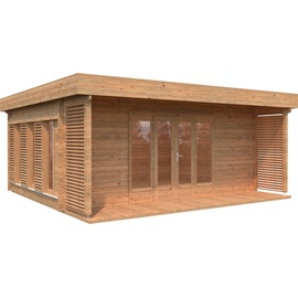 Palmako Gartenhaus »Caroline«, (Außenmaß inkl. Dachüberstand (B x T): 584 x 544 cm, Holz, Braun)