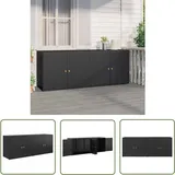 Gartenschrank Schwarz 198x55,5x80 cm Poly Rattan - Gartenschrank - Outdoor Möbel - Stauraum - Wetterfest - Holzoptik - The Living Store
