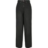URBAN CLASSICS High Waist Wide Leg Cropped Denim Pants black washed -