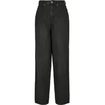 URBAN CLASSICS High Waist Wide Leg Cropped Denim Pants black washed -