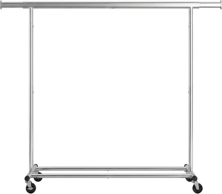 Ochama Kleiderstange mit Rollen, Verstellbarer Kleiderständer, Robust, Für Schlafzimmer, 150 kg Tragkraft, Einfache Montage, Silber