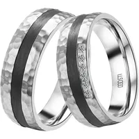 Trauring DOOSTI "Schmuck Geschenk Edelstahl Trauring Ehering Partnerring LIEBE" Gr. 48, schwarz (edelstahlfarben, schwarz, kristallweiß), Fingerringe, 48,mit Zirkonia, Edelstahl-Carbon, 7mm, Edelstahl, Carbon, wahlweise mit oder ohne Zirkonia