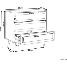 Beliani Kommode Schwarz / Beige 3 Schubladen 80 x 40 x 80 cm