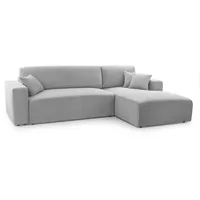 Furnix Ecksofa KAORIM MINI Polsterecke in L-Form mit Schlaffunktion Bettkasten, 279x84x187 cm, Schlaffläche 140x240 cm, topmoderner Polsterstoff grau