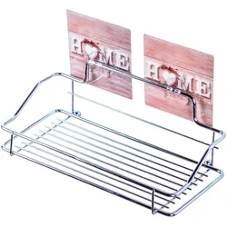 Duschablage SANILO "Home", braun (edelstahlfarben, braun), B:25cm H:9cm T:11,5cm, Edelstahl, Regale, Haken mit Bildmotiv