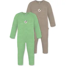 normani Outdoor Sports 2er Pack Baby Merino Strampler Waverly in Grün/Beige | Gr.: 86