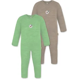 normani Outdoor Sports 2er Pack Baby Merino Strampler Waverly in Grün/Beige | Gr.: 86
