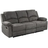 luma-home Relaxsofa 2-Sitzer Couch Liegefunktion Federkern Polster Stoff Vintage Anthrazit & Dunkelgrau
