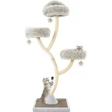 Costway Kratzbaum, 178 cm Katzenbaum mit Sisal-Kratzsäulen, mit gebogenem Metallgestell - grau
