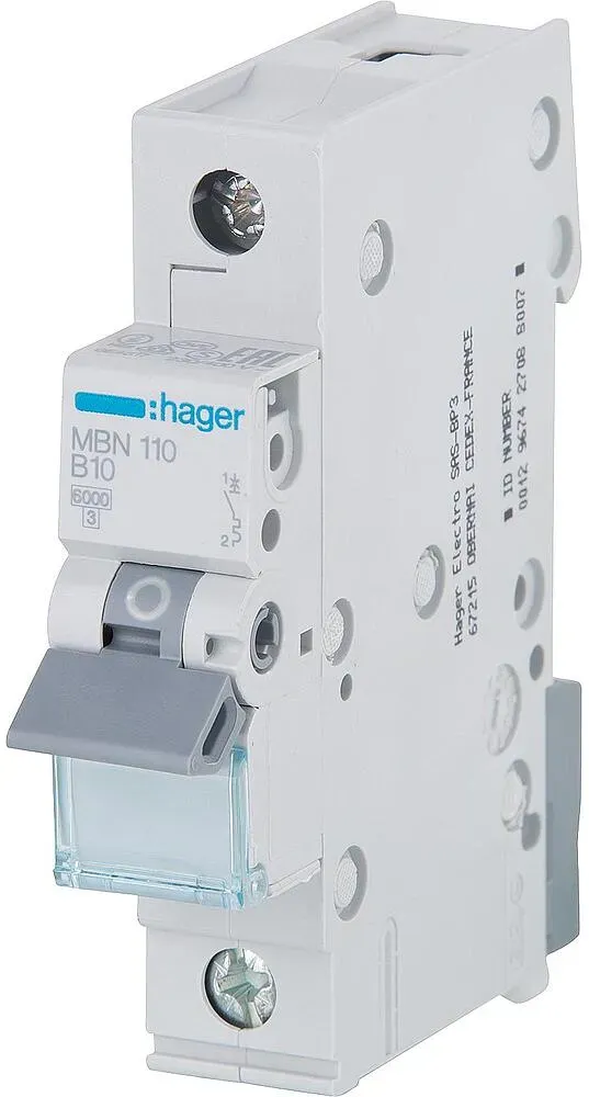 Leitungsschutzschalter Hager, B10A 1p, 6kA, MBN110