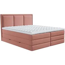Roller Boxspringbett - altrosa - H2/H3 - Bettkasten - inklusive Topper - 180x200 cm