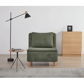 OTTO home Sessel AINSLEY 81 x 82 x 65 cm Grün Webstoff und Cord Bezug wandelbar zum Gästebett