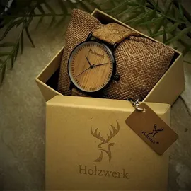 Holzwerk Germany Holzwerk KLAARST flache Damen, Herren Kork & Edelstahl Holz Uhr, beige, schwarz