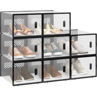 Woltu Schuhbox (8 St), stapelbar, mit magnetischer Tür, Kunststoffbox schwarz|weiß