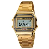 Herren Luxus Business Uhr 30M wasserdichte Edelstahl Sportuhr Digital Armbanduhr Uhr Gold