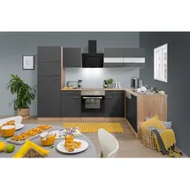Respekta Winkelküche Merle L-Form 280 x 172 cm grau/eiche sägerau nachbildung